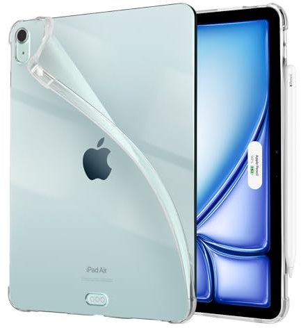 4UBonLife Coque pour iPad Air 11 Pouces M3/M2 (2025/2024), pour iPad Air 5/4 Génération 10,9 Pouces 2022/2020, Housse Étui de Protection Transparente en TPU Souple, Fine Antichoc Coque, Transparente