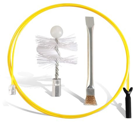 Kamin-Set, Pelletofen, 3 Meter, Reinigungsset, Igel, 80 mm, Fiberglas, maximale Krümmung von 90°, 1 Bürste aus Nylon, für Pelletofen