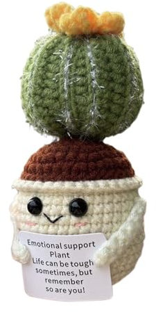 Nuyhgtr Cactus Positivo, Cactus Divertente All'uncinetto, Cactus Di Supporto Emotivo, Cactus Lavorato A Maglia Fatto A Mano, Palla Di Cactus All'uncinetto, Decorazione Della Stanza Positiva