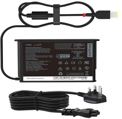 135W 20V 6.75A AC Adapter Fit for Lenovo Thinkpad X1 P1 P15v T15p T440P T460P T470p T540p W500 W540 W54C W55 Power supply cord Legion Y50 Y520 Y530 Y7000P SA10E75864 ADL135NLC3A Laptop Charger