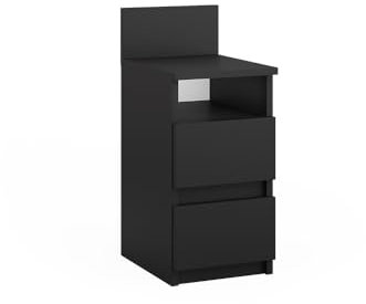 Vicco Nachttisch Monty, Nachtkommode, Schwarz, 25 x 59.1 cm mit 2 Schubladen