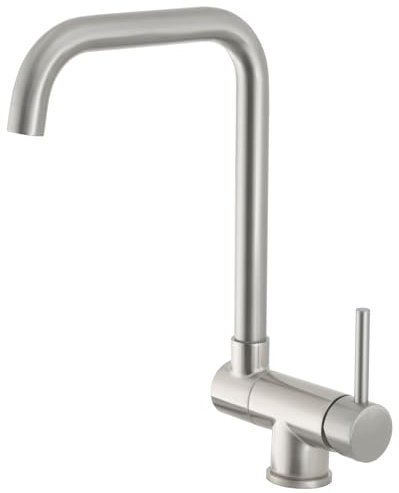 VALAZ Grifos Cocina Plegable Fregadero Acero Cepillado Caño en C Abatible | Grifo Monomando Giratorio 360, Ideal para Debajo de Ventanas | Ahorro de Agua| Instalación Fácil y Rápida