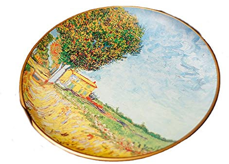 CHUDOU Plato Decorativo de cerámica Vintage Europeo de 25,5 cm con diseño Creativo y Pintura al óleo, for Colgar.