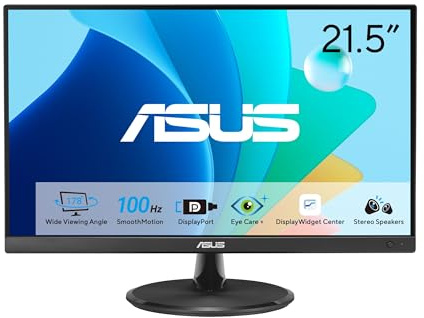 ASUS Monitor per la cura degli occhi da 22 pollici (VP229QF) - 100Hz, IPS, Full HD, 99% sRGB, senza cornice, sincronizzazione adattativa, DisplayPort, HDMI, luce blu debole, senza sfarfallio