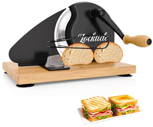 Upgrade Manual Bread Slicer for Homemade Sourdough - Adjustable Thickness and Slice Evenly, Bread Slicer with Scale Lines, Crank, Suction Cups and Sandwich Bread Guide
