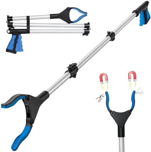 122cm/48” Litter Picker Grabber Stick with Magnetic Head, Ergonomic Handle & 360° Rotation, Folding Design for Easy Storage – Grabbers for Disabled & Adults (48 Inch)