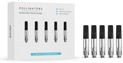 5 cartuchos de vaporizador 510 para CBD y aceite grueso (1,0 ml), depósito de evaporador 510 con bobina de cerámica y boquilla de cerámica, apertura de entrada de 2 mm (1 ml, 5 unidades)
