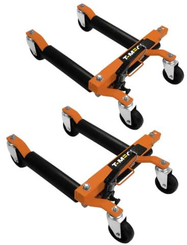 Vehicle Positioning Skates Pair Hydraulic Wheel Car Dolly Set Of 2 Heavy Duty Lift Jack Transport Trolley Foot Pedal 12 lifting range Tyres Up To 10 Wide 680kg / 1500lb Per Skate Auto Repair Moving