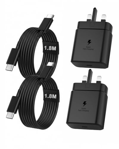 45W USB-C Super Fast Charger for Samsung Galaxy S25 Ultra/S25 S24 S23 S22 | 2Pack Type C Fast Charging Block & 1.8m USBC Android Phone Cable for Galaxy S21 S20 S10 Ultra/Plus, Galaxy Tab S9 S8