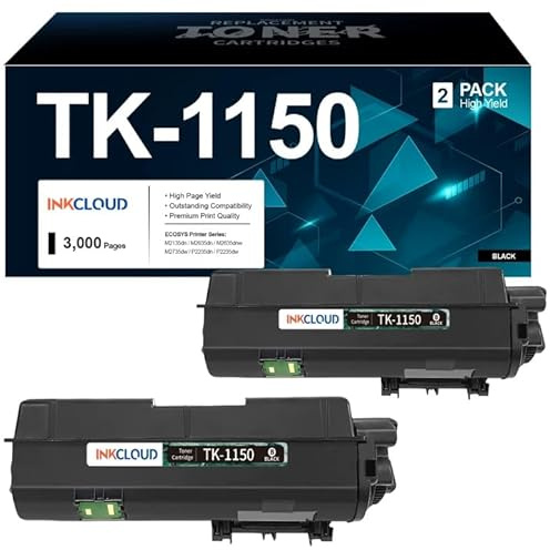 INKCLOUD Kompatibel mit Kyocera TK-1150 Toner Schwarz, Mit Chip, 2er-Pack | Kompatibel mit KyoceraTK-1150 TK1150 1T02RV0NL0, 3.000 Seiten, Für Ecosys P2235dn P2235dw M2135 M2635 M2735dw