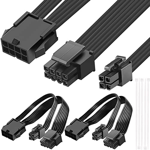 HAAMNING7 EPS12V CPU 8 Pin Female to CPU ATX 8 Pin and 4 Pin Male Power Supply Extension Cable for Motherboard Compatible with 8 Pin + 4 Pin AXT / 8 Pin AXT / 4 Pin ATX, 7.9 inch/20cm