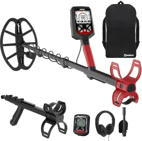 KAIWEETS Metalldetektor Profi mit Akku, wasserdichte Doppel-D-Spule bis 30 cm Tiefe, 5 Modi Metallsuchgerät, DSP-Chip, HD-LCD mit Hintergrundbeleuchtung, Metalldetektor Set