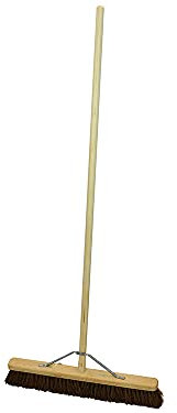 Faithfull FAIBRBAS24H Stiff Bassine Broom 600mm (24in) Head with Handle and Stay, 137 cm Handle, wood