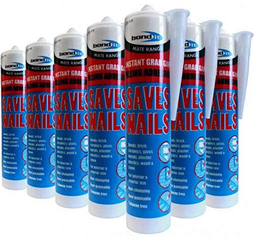 25 x Bond-It Saves nails - Like no more nails - An instant grab, multi-purpose, fast bonding adhesive silicone - suitable for interior or exterior use, gap filling and using on wood, timber, brick, metal or UPVC. BDSN2 EU3 Cartridge 310ml.