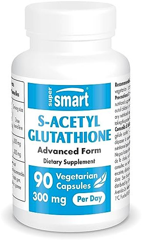 S-Acetyl Glutathione (GSH) - Contribue à Lutter contre le Stress Oxydatif - Plus Assimilable et Actif que le Glutathion - Formule Innovante - Biodisponibilité Maximale - Vegan - Supersmart
