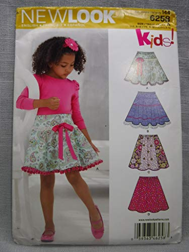 Simplicity 6258 New Look Tellerrock-Schnittmuster für Mädchen/Kinder, Größe A 3/4/5/6/7/8/10/12