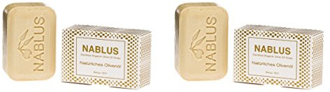 2er Set - Nablus Soap, Sorte: natürliches Olivenöl, handgemacht und palmölfrei, 2x100g