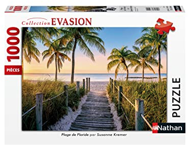 Nathan - Puzzle 1000 pièces - Plage de Floride - Susanne Kremer - Adultes et enfants dès 14 ans - Puzzle de qualité supérieure - Collection Évasion - 87547