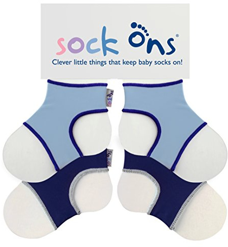 Sock Ons - Baby Sock Holders - 6-12 Months - 2 Pack (1 x Baby Blue, 1 x Navy) - Amazing Value Pack - Keep Baby