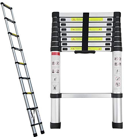 2,6 M 8,5 FT retrattile Scale Telescopiche Multifunzione In Alluminio Estensione Pieghevole EN131 Standard 150 KG Carico Max per Casa Ufficio