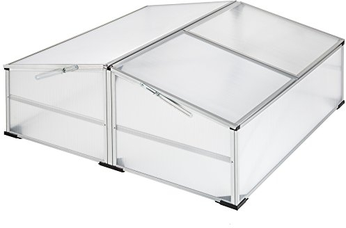 TecTake® Mini Serre de Jardin Châssis en Aluminium Plaques Alvéolaires pour Potager Exterieur, Serre de Jardin pour Hivernage Serre à semis Jardinage Jardin 102 x 102 x 41/31 cm
