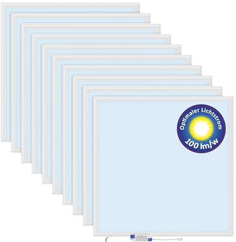 LECOM 2x LED Panel 62x62 - Deckenleuchte Flach CRI 90 Warmweiß mit Rahmen 3600lm 3000/4000/6000K Aufputz Aufbau Büro Friseur Praxis (3000K mit Aufbaurahmen)