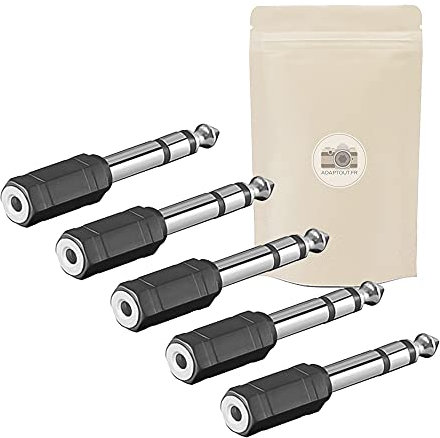 5x Adattatore da spina Jack grosso 6.35mm maschio a presa minijack mini jack 3.5mm femmina - connettore stereo audio auricolari casco altoparlante - Adaptout marca francese