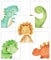Pandawal Dino Bilder Kinderzimmer Junge süße Baby Dinosaurier Deko 5er Poster-Set für Kinder DIN A4