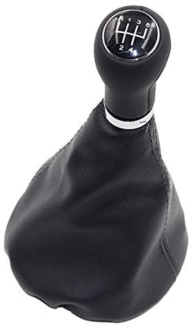 Dmwfaker Autos Geschwindigkeit Schaltknauf Schaltmanschette Abdeckung Schalthebel Hebel Leder, Für VW Polo 6N2 Golf MK4 Caddy Lupo 6X1, 5-Gang MT Schaltgetriebe Schaltgetriebe