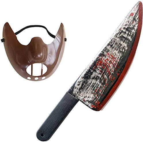RARA® Hockey-Torwart-Maske für Erwachsene, braun, mit blutigem Messer, Hannibal Lecter