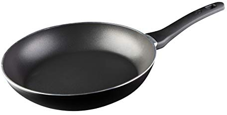 MasterChef Poêle à Frire Tout Feux, Induction, Gaz, Ceramique et Plus, Antiadhésive, Revêtement Anti-Dérapant, Poignée Ergonomique, en Aluminium, Lavable au Lave-vaisselle, 28cm, Noir