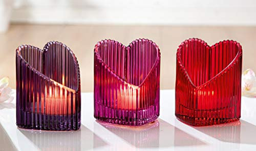 1 Stück Kerzenleuchter Teelichthalter Herz rot, sortiert - Geschenke zum Valentinstag