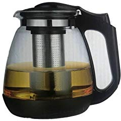 Jinbo Glass Teapot 1800ml Teapot – Stylish Modern Heat Resistant Glass Tea Pot with Stainless Steel Infuser and Cool Touch Handle - Perfect for Home/Picnic/Office use