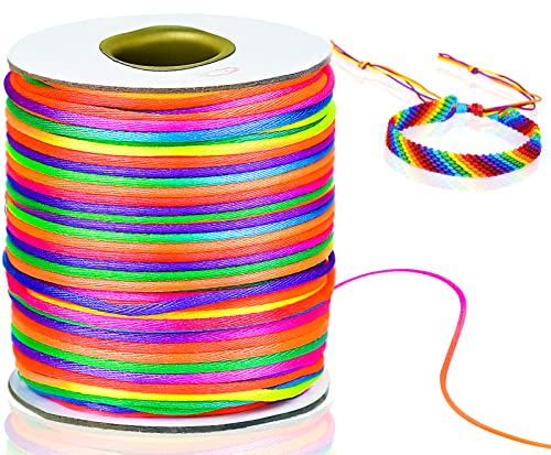 100M Filo Elastico per Braccialetti, 2mm Cordoncino Elastico, Filo per Braccialetti Arcobaleno per Perline Collana Braccialetti