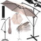 KESSER® Parasol déporté en aluminium Ø300 cm / Ø350 cm + housse avec mécanisme à manivelle parapluie à manivelle avec support Protection UV tissu déperlant en aluminium - parasol parasol de jardin