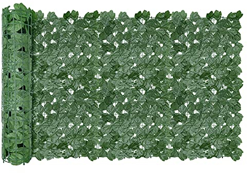 AGJIDSO Clôture de lierre artificiel, 3 m x 1 m (2 x 3 x 0,5 m) - Panneaux de haies artificielles - Clôture d'intimité pour jardin, balcon, extérieur (feuilles d'érable améliorées)