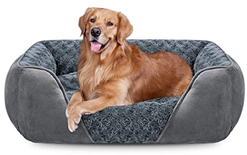 Joejoy Extra Large Dog Sofa Bed, Waterproof Rose Velvet, Nonskid Bottom, Low Front Edge for Large Labradors, German Shepherds, Golden Retrievers, 89x64x23cm