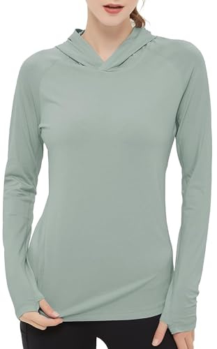 netdraw Damen Ultraweicher Bambusviskose-Hoodie UPF 50+ Sonnenschutz Langarmshirt, Salbei, XX-Large