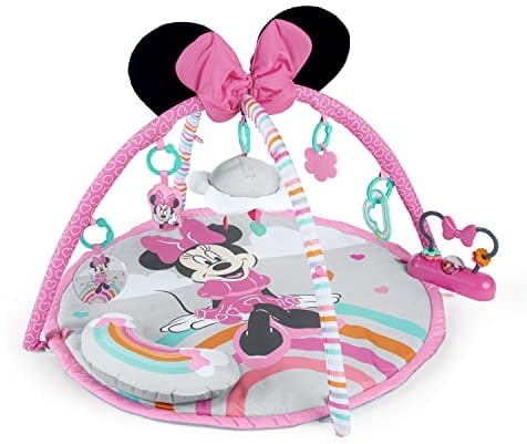 Bright Starts, Tapis d'éveil Disney Baby MINNIE MOUSE Forever Besties avec musique et lumières, Rose, nouveau-nés et plus