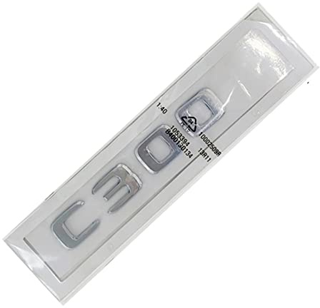 MSEURO 3D ABS Schwarz Chrom Auto Buchstaben Kofferraum Emblem Abzeichen Aufkleber Passend for Logo Mercedes Benz C200 W204 W203 C300 W205 Zubehör (Size : Chrome Silver, Color : C300)