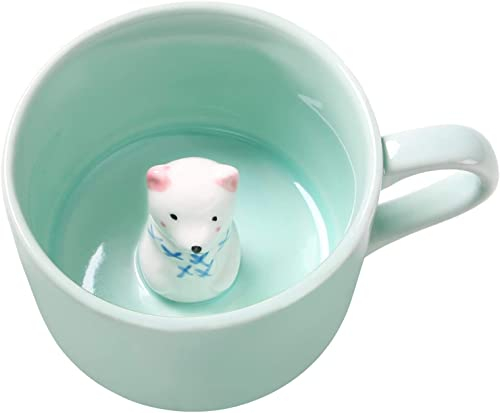 Eisbär-Keramiktasse mit verstecktem 3D-Tier-Innenbecher, 237 ml, handgefertigte Cartoon-Kaffeetasse, schöne Tasse für Weihnachten, Überraschungsgeschenke für Freunde und Familie (Eisbär, 227 ml) )