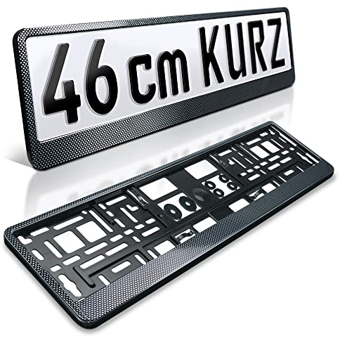 schildEVO 2 Kennzeichenhalter kurz | 46 cm | Carbon Hochglanz | für Kurze Kennzeichen | Nummernschildhalter 460 x 110 mm