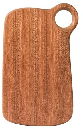 HomeDo Holz Schneidebrett für Küche, Schneidebrett, Ganzes Holz Ebenholz, Servierplatte mit Griffen, Charcuterie Board für Brot, Fleisch, Obst, Käse, Pizza Gemüse (kreisförmiges Loch, 32x17cm)