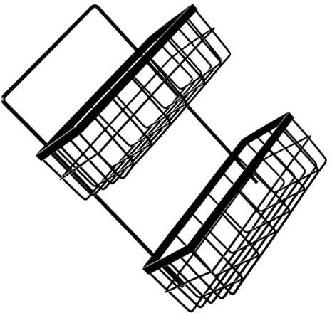 CIYODO Gestell 1 Set Doppelschichtige Schmiedeeiserne Hängekörbe Aufbewahrungskörbe Für Regale Waschbecken Lagerregal Draht Aufbewahrungskörbe Badezimmer Wand Metallgitter Korb Rack