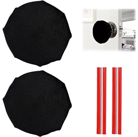 UFURMATE Door Handle Covers, 2Pcs Black Decorative Round Door Knob Covers Soft Door Handle Glove Covers Anti-Static Safety Door Knob Protector with Clear Anti-Collision Adhesive Strip for Doorknob