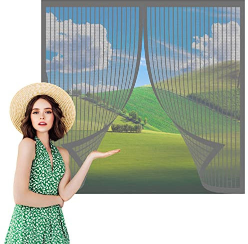 Fliegenschutzgitter für Fenster 140 x 165 cm Insektenschutz Tür Magnet Fliegengitter Tür Extra Stark Moskitoschutz für Balkontür Kellertür Terrassentür, Grau