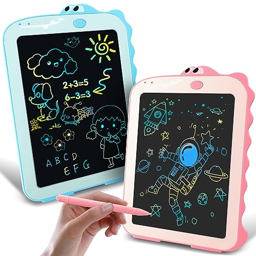 VATOS 2Pack 8,5 Zoll LCD-Schreibtafel - Dinosaurier Scribble Boards bunte Doodle Zeichnung Pads Aktivität Spielzeug Geburtstag Weihnachten Geschenk für Jungen Mädchen Kinder 3-5