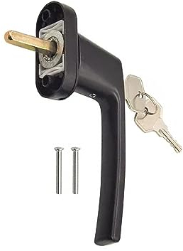 Fenstergriffe Abschliessbar, Fensterschloss, Kindersicherung mit Schloss, Fenstersicherung, Stiftlänge 35mm, Balkontürgriff, Aluminium Türgriffe für Fenster, Terrassentüren und Balkontüren (Schwarz)