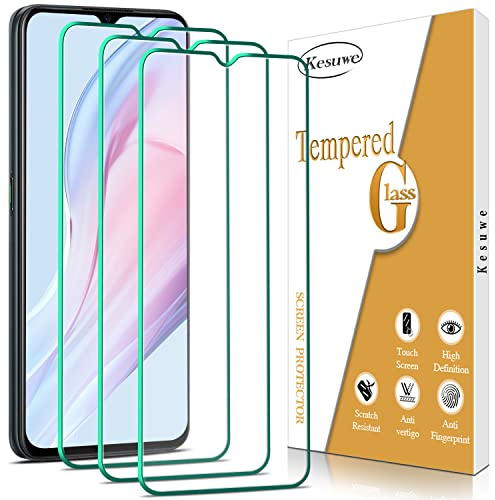 Kesuwe [3 Piezas] Protector Pantalla para OPPO A5 2020, OPPO A9 2020, Dureza 9H Cristal Templado, Antiarañazos, Antihuellas, Fácil de Instalar, Sin Burbujas