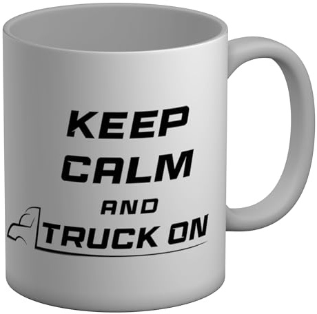 Shopagift Trucker Trucking Mug Keep Calm and Truck On White 11oz Large Ceramic Cup